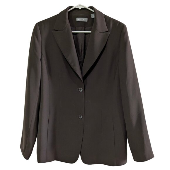 Kate Hill Women's Blazer, Size 12, Brown, Single Breasted, Notch Collar, Pockets - Picture 1 of 15